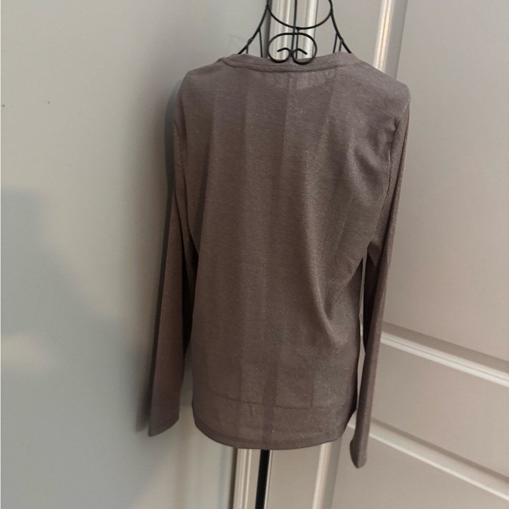 NWT A New Day Metallic Taupe Shimmery Long Sleeve Top Size XL - Picture 3 of 4